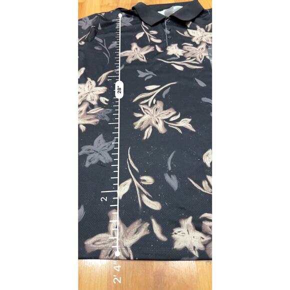 All In Motion Floral Print Textured Polo Shirt Black Mens XL New - Picture 3 of 5